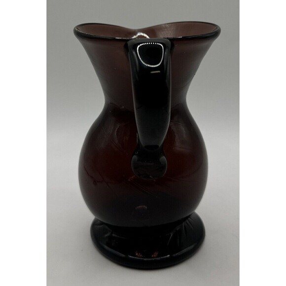 AMETHYST  Glass Pitcher Small 5 Inch Tall Hand Blown Vintage Purple Plum - Picture 4 of 7